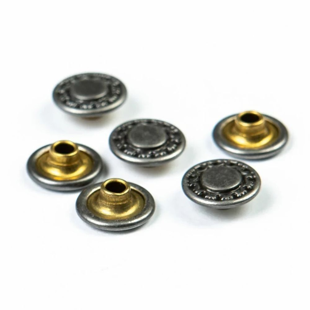 Хольнитены джинсовые ⌀9 мм Цветок цв.металл (без гвоздя), темное серебро, 53324, 100 шт