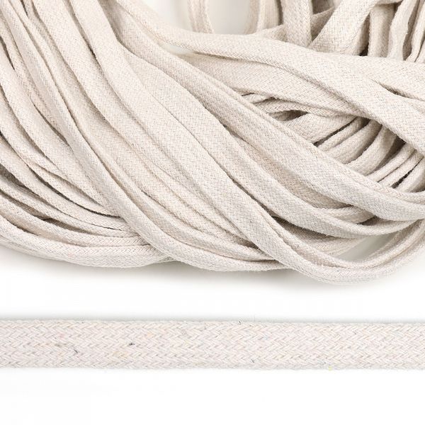 Шнур плоский плетеный х/б ⌀12.0 мм / 50 метров, классическое плетение TW цв.003 суровый темный