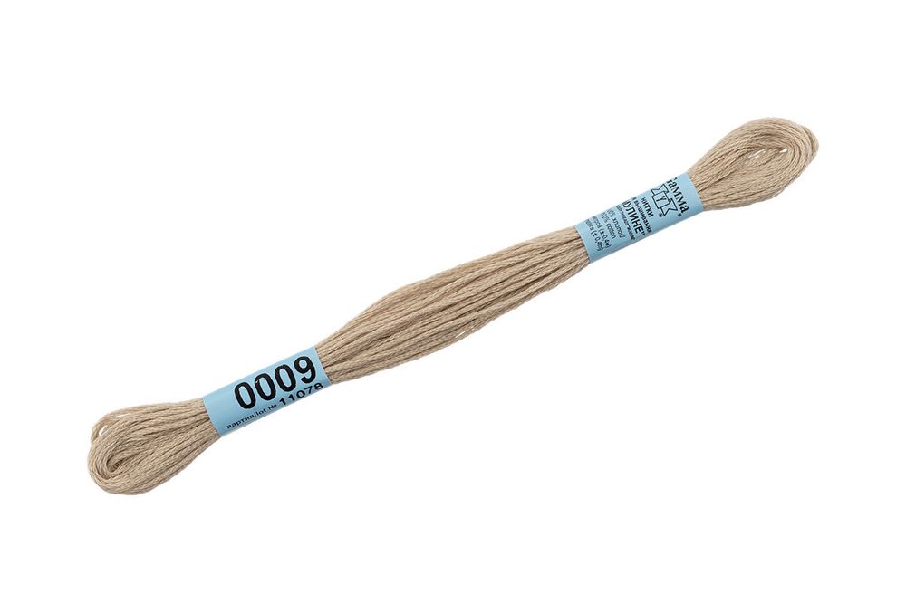 Мулине Gamma 100% хлопок, цв.0009 св-сер-бежевый, 24 мотка по 8 метров