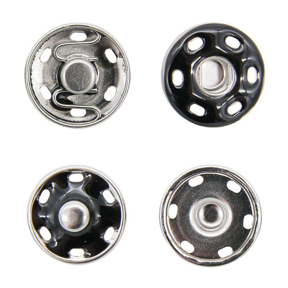 Кнопка пришивная металл ⌀21.0 мм, никель / черный, 10 шт, КПР6