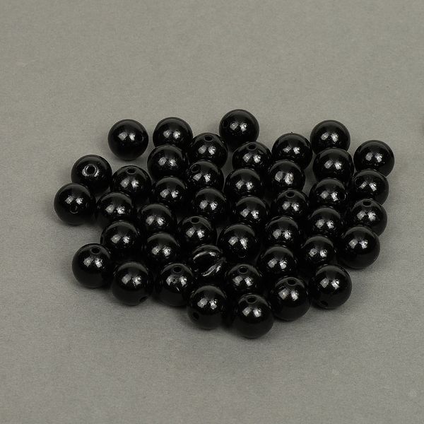 Бусины пластик (перламутр) ⌀12 мм, цв.002 черный, уп.500г (530 шт), Magic4Hobby