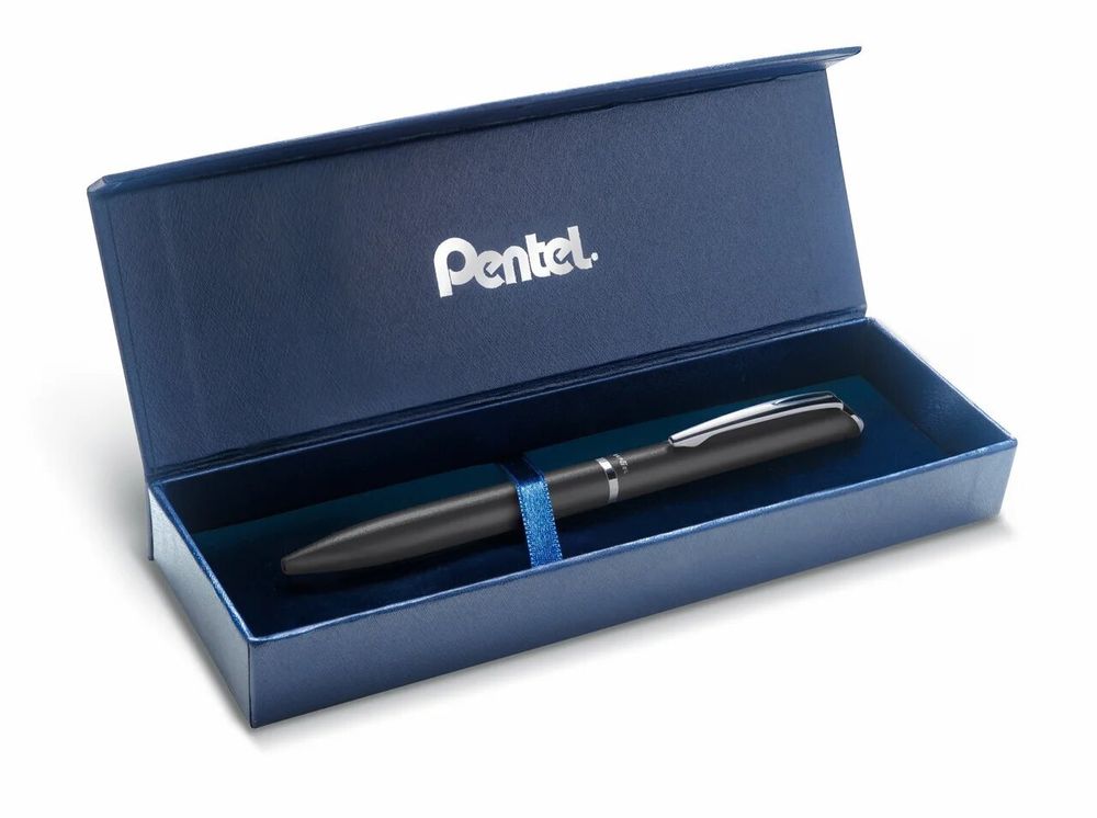 Ручка гелевая EnerGel в подарочной упаковке 0.7 мм, BL2007A-AK черный матовый металлический корпус, Pentel