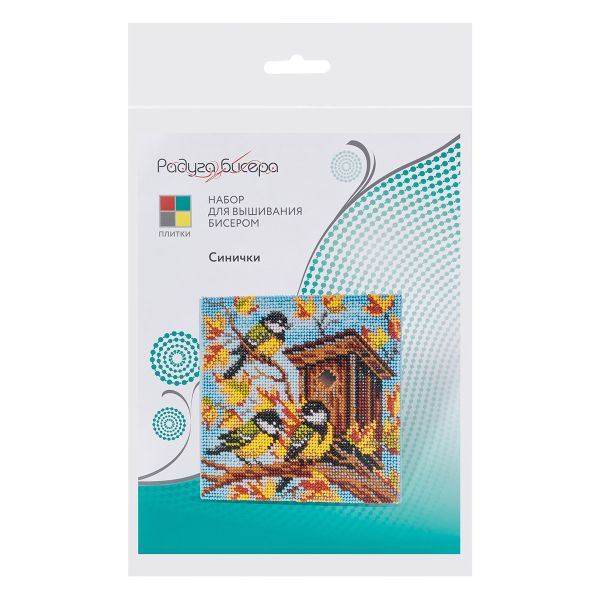 Набор для вышивания бисером Кроше (Радуга бисера) Т29_5206, Синички 14х14см