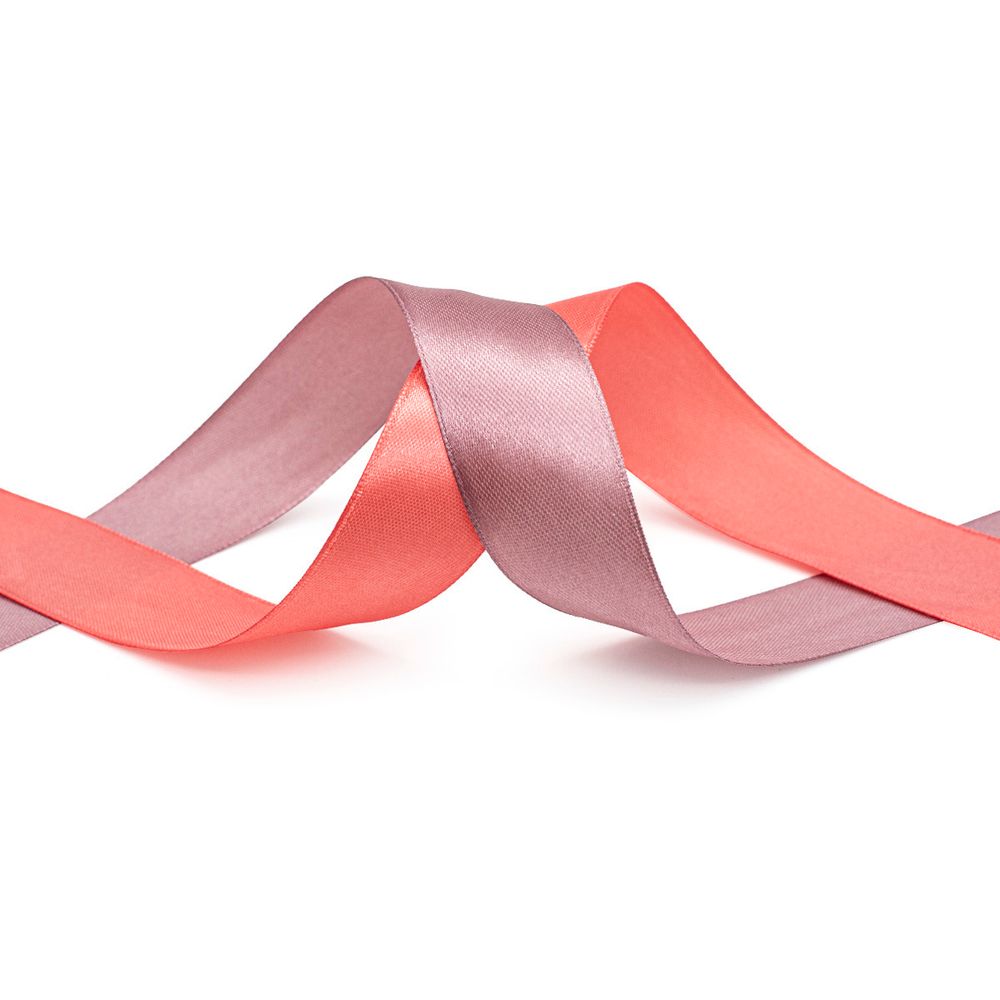Набор атласных лент 2,5 см / 32,9м, 2 шт, цв. розовый /ст. роза