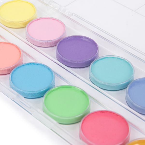 Краска акварель Лео Ярко медовые, без кисти (пастельная) 12 цв, пастельные цвета, Лео LBPW-0112