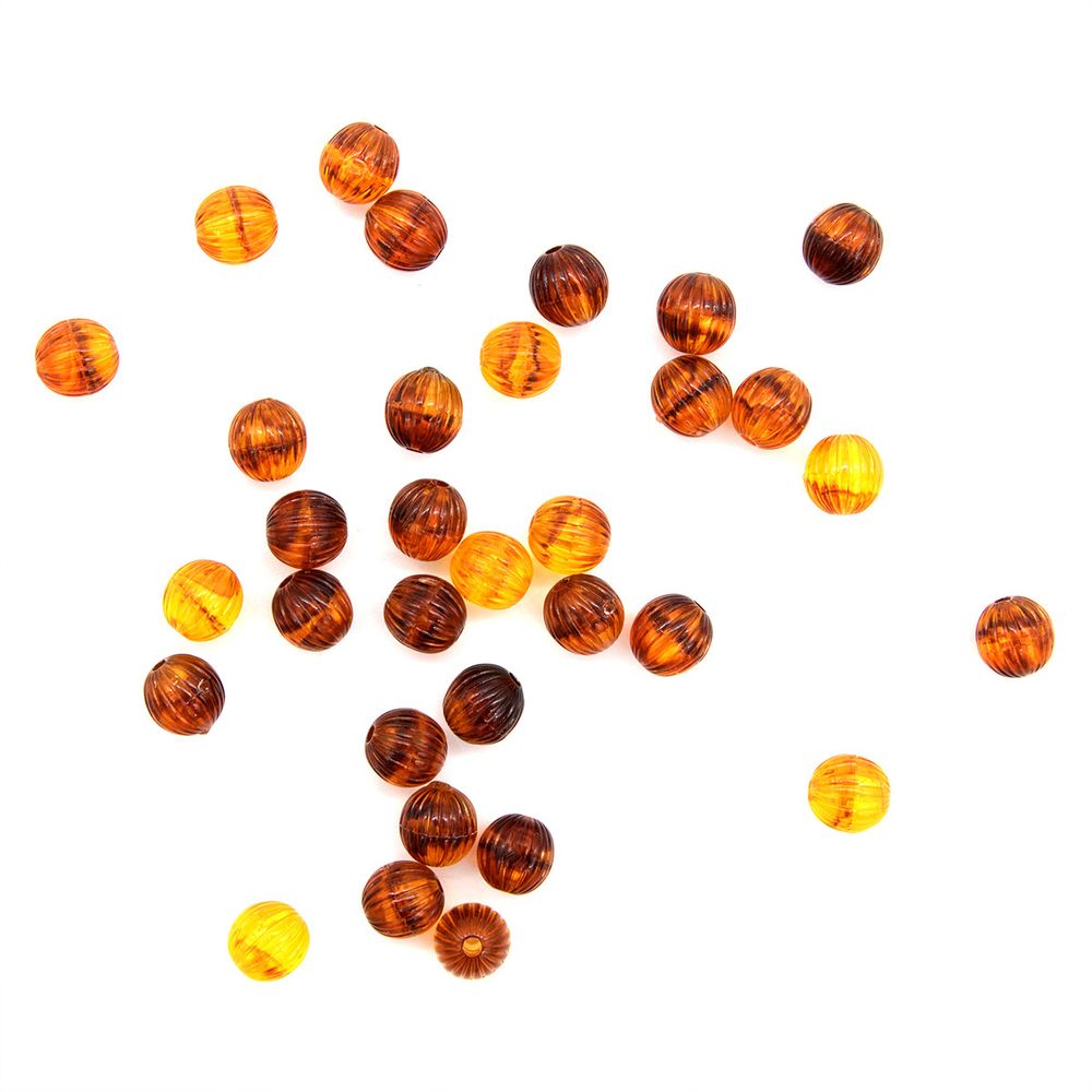 Бусины пластик ⌀8 мм, 5716 "Янтарь", 20 г, Астра