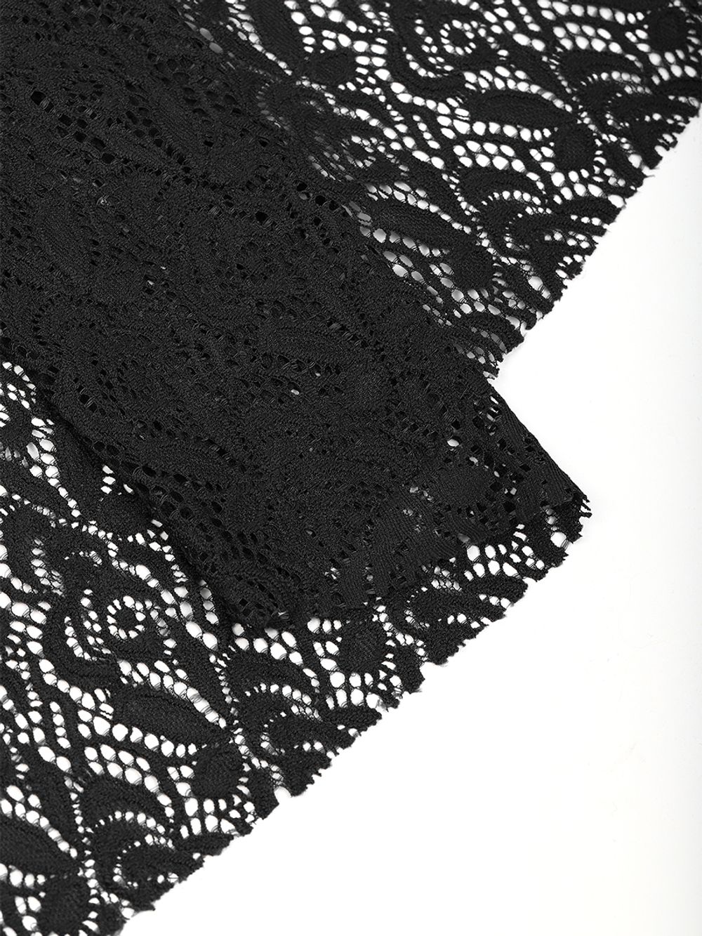 Ткань кружевная гипюр стрейч 160 г/м², ш.150см, арт.SZ031636 цв.черный, уп.1м