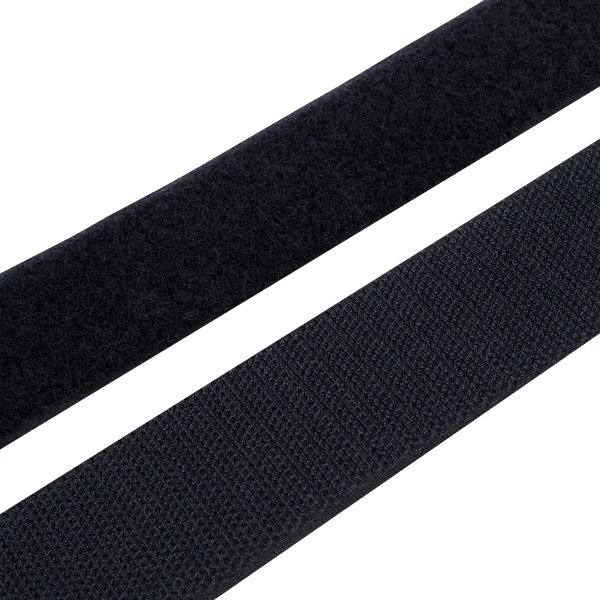 Лента контактная липучка (велкро) пришивная 38 мм, / 25 метров, черный, Hobby&Pro, ПАРА (крючок+петля), качество 