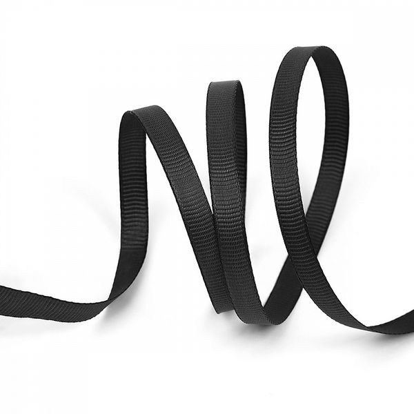 Лента репсовая (в рубчик) 6.0 мм, 030 черный, уп. 27,4м