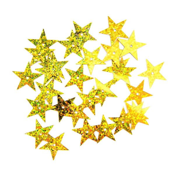 Пайетки фигурные звездочки 20 мм, упак. 10 гр, Астра, А20 золото голограмма, уп.10 шт