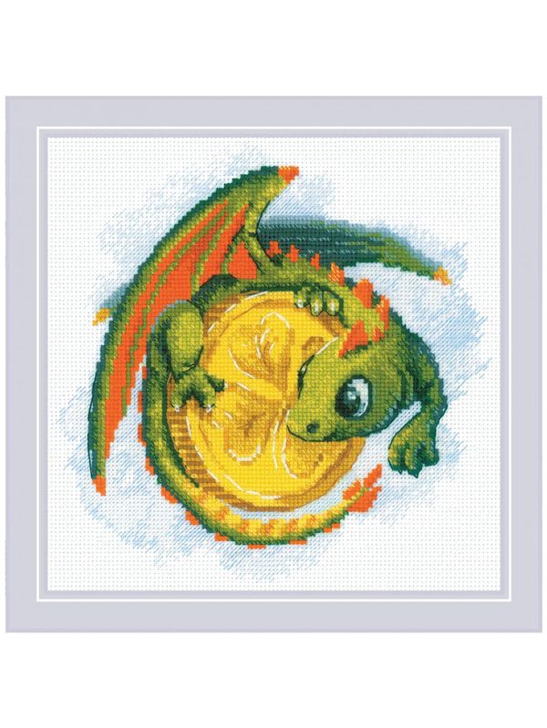 Набор для вышивания нитками Риолис, Монетка на удачу, 20х20 см