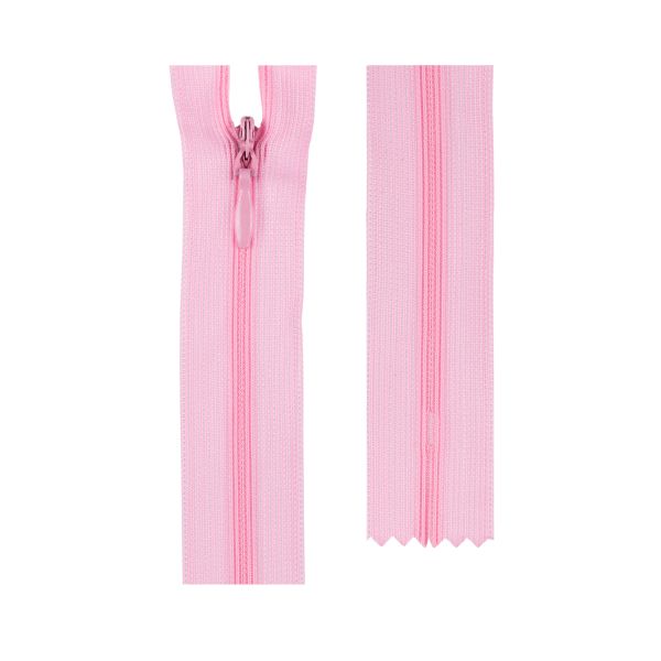 Молния спираль потайная плательная Т3 (3 мм) 1 зам., н/раз., 40 см, сатин (плотная) 133 св.розовый, G013P Gamma, 10 шт