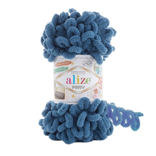 Пряжа Alize (Ализе) Puffy / уп.5 мот. по 100 г, 9м, 637 джинс A