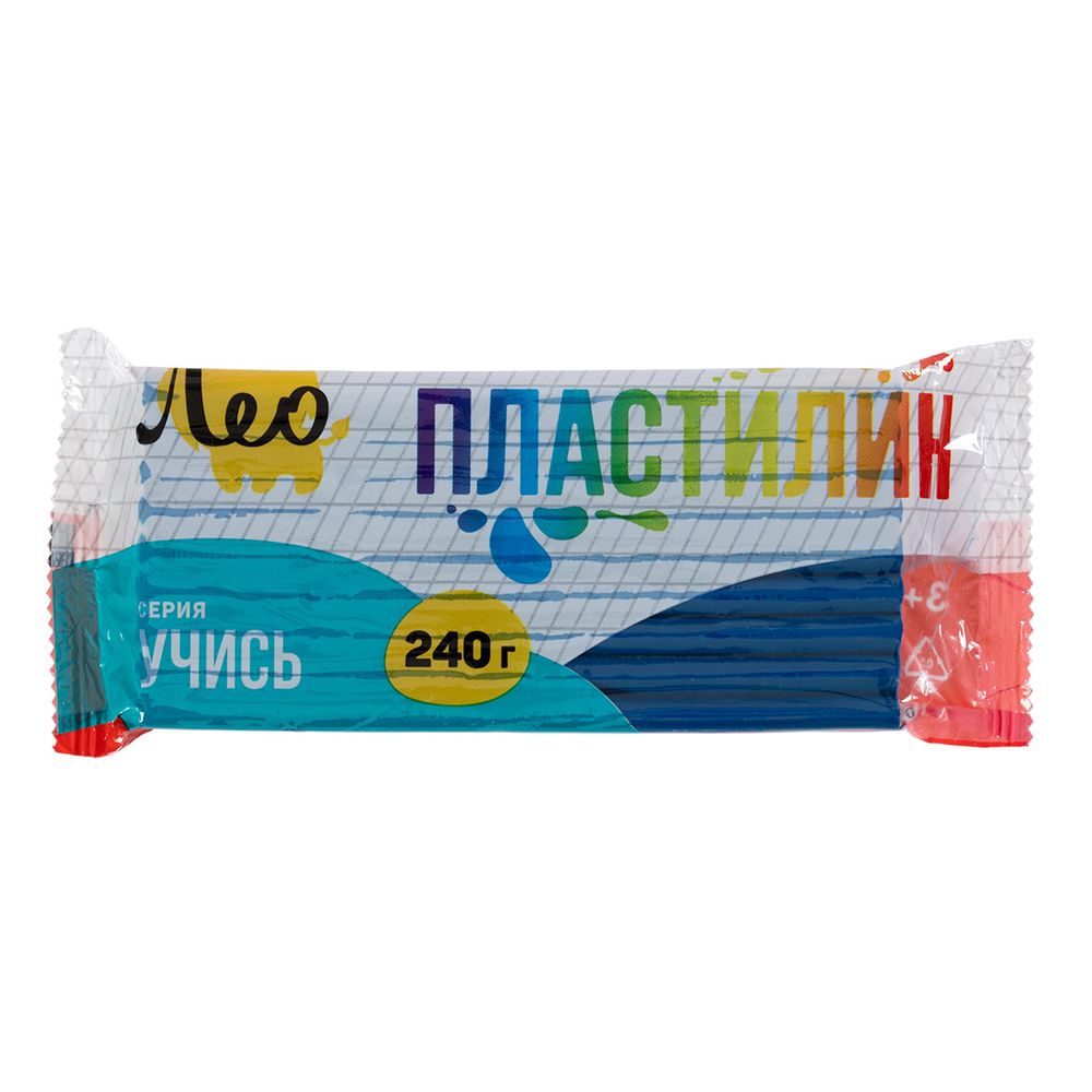 Пластилин классический, 240 г, 5 шт одного цвета, синий, Лео LNMC-240