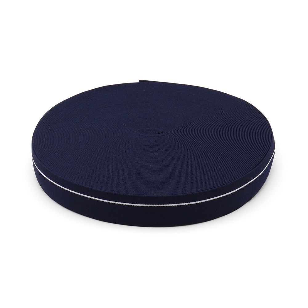 Резинка для мужских трусов и боксеров 30.0 мм / 25 метров, тканая мягкая, 21 г/м, т.синий/белый полоса