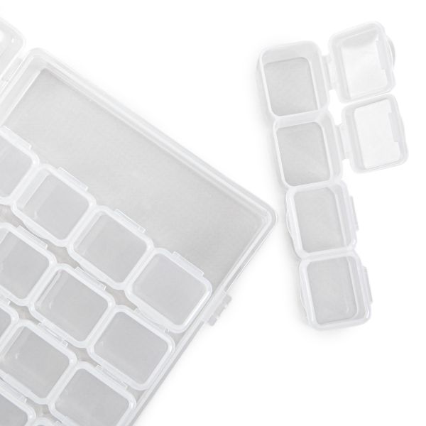 Органайзер для бисера с ячейками 10.6х17.5х2.6 см, 28 яч., пластик, прозрачный, Gamma ОМ-028