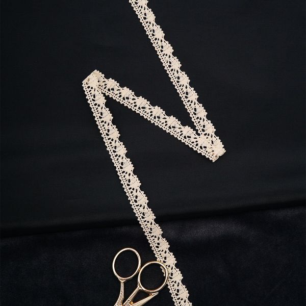 Кружево вязаное (тесьма) 15 мм / 13.72 метра, хлопок, неотбеленный, 3AR3367