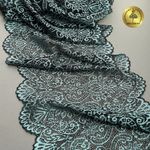 Кружево бельевое эластичное 225 мм / 3 м, 40992 цв.т.зеленый+св.зеленый, Kruzhevo