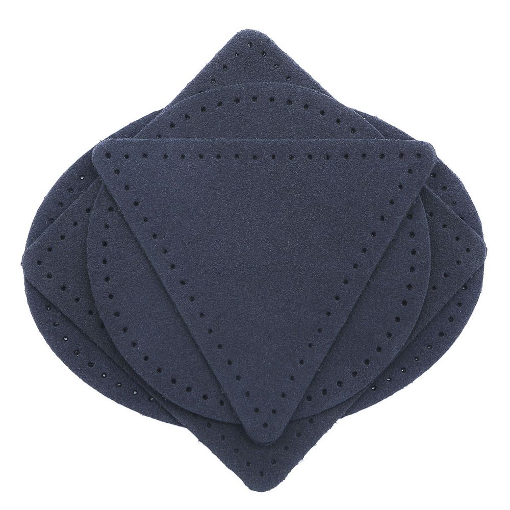 Набор заплаток пришивных из замши, круг, квадрат, треугольник, овал 8см, с перфорацией, 4 шт (22 темно-синий), 59743