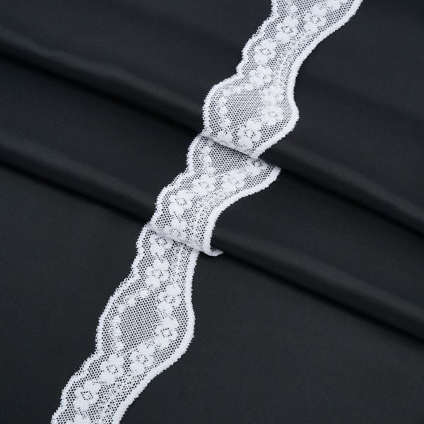 Кружево эластичное (стрейч) 40 мм, белый, 15 м