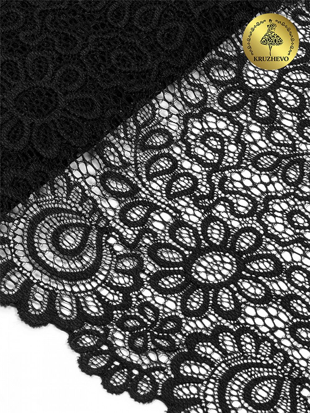 Кружево бельевое эластичное 205 мм / 3 м, TBY.YSTL00839, цв.02 черный, Kruzhevo