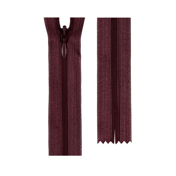 Молния потайная (скрытая) Т3 (3 мм) 1 зам., н/раз., 18 см, пластик, 175 т.бордовый, G013P Gamma, 10 шт