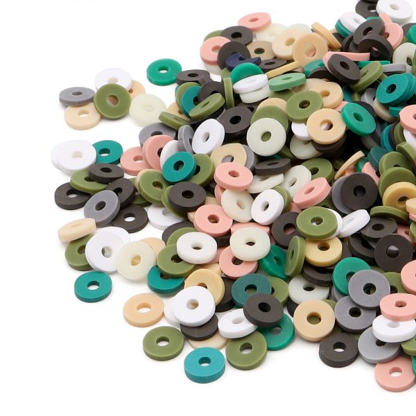 Бусины полимерная глина ⌀6 мм, плоские, 20г, Astra&Craft (B31 хаки микс)