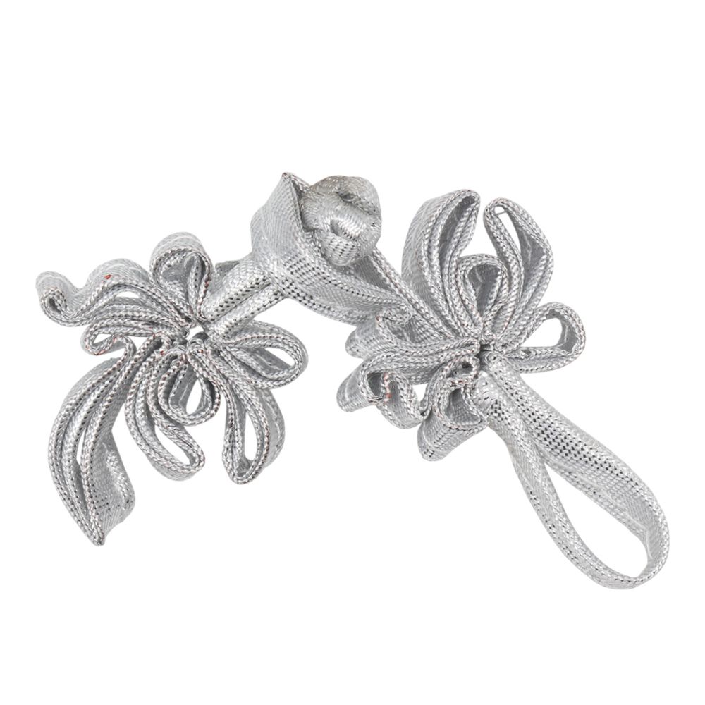 Сутажная застежка, 9 см (серебро), NO.3, 5 шт