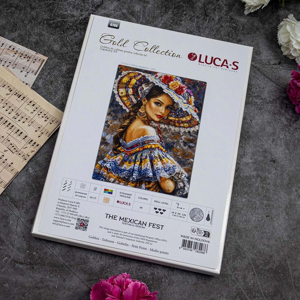 Набор для вышивания нитками Luca-S G706, гобелен Мексиканский фестиваль, 19х25см