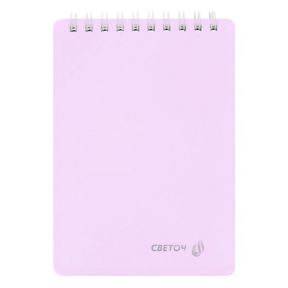 Блокнот с пластиковой обложкой, тиснение серебряной фольгой, 500 мкр, на гребне, A6 60 л., 4 шт, клетка, Лиловый 01042, Светоч 60Б31