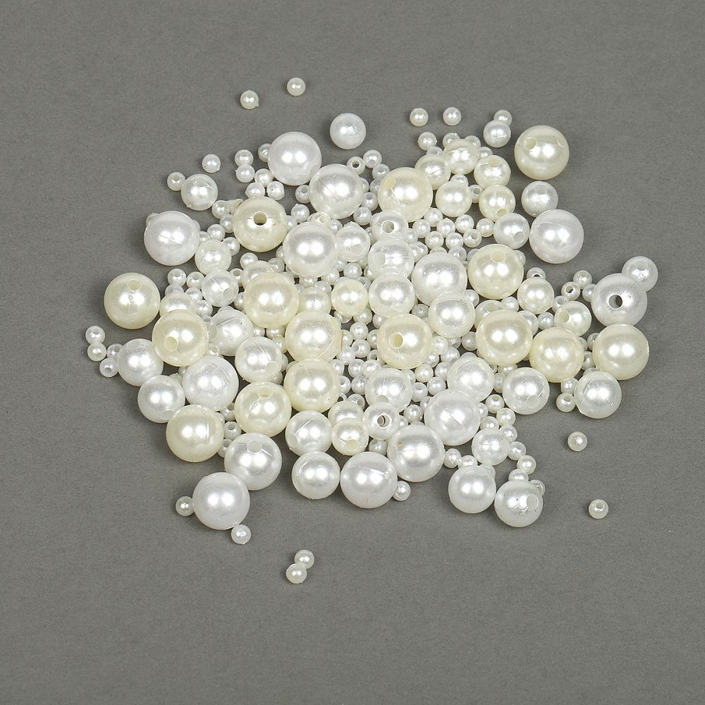 Бусины пластик набор круглые перламутр ассорти