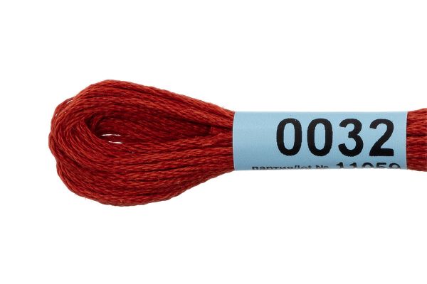 Мулине Gamma 100% хлопок, цв.0032 терракотовый, 24 мотка по 8 метров