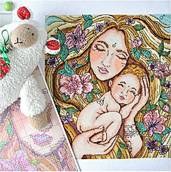 Набор для вышивания нитками Сделай своими руками, Мамина любовь, 19.5х22.5 см