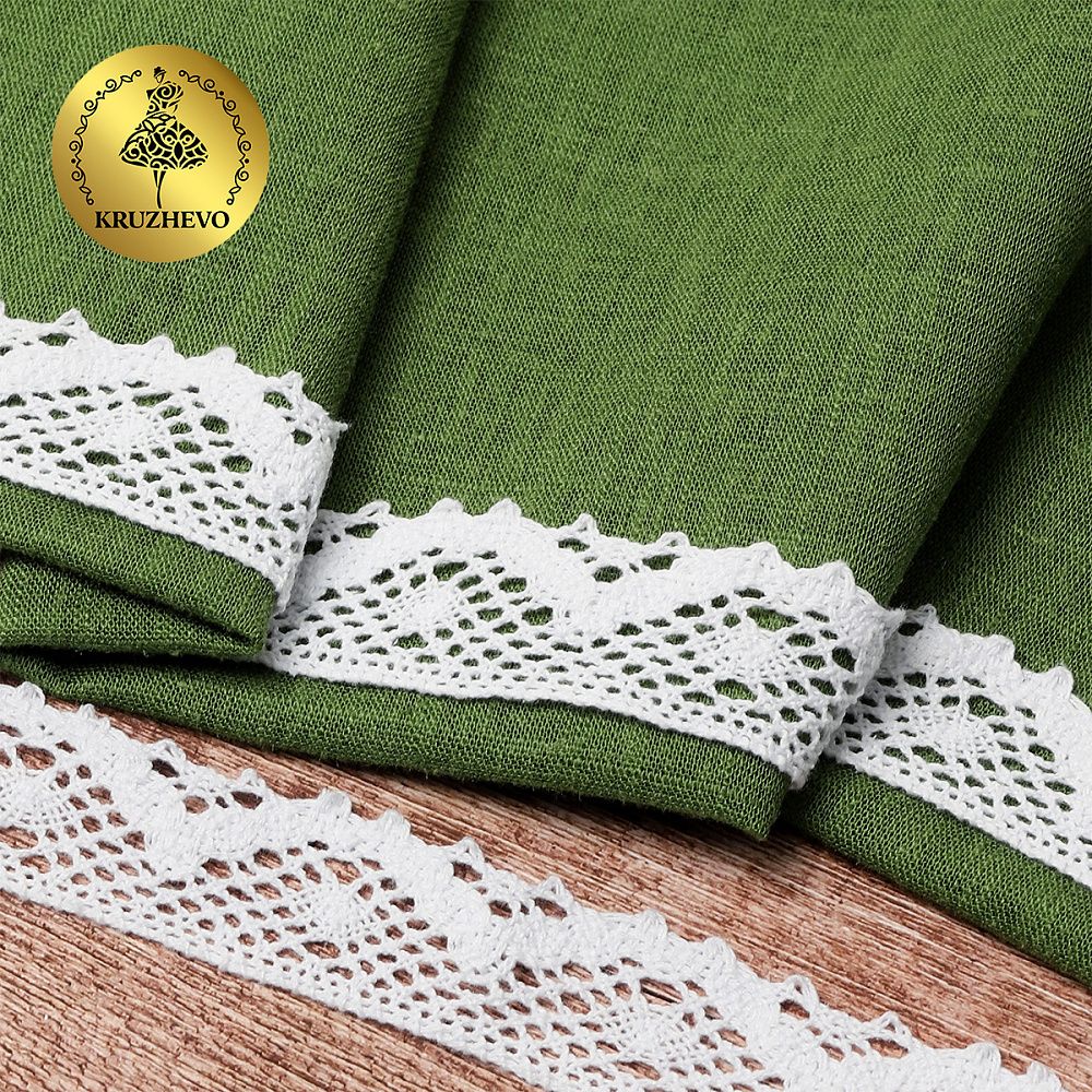 Кружево вязаное (тесьма) 30 мм / 10 метров, цв.02 белый, Kruzhevo