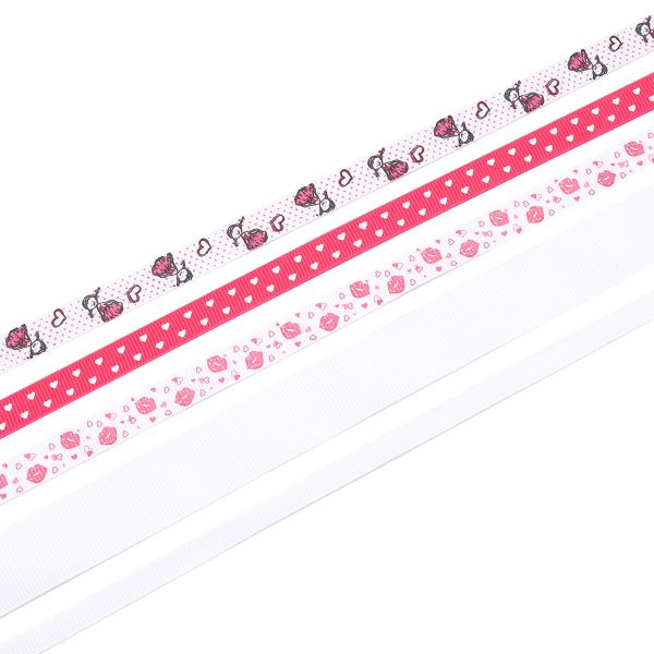 Набор репсовых лент, 5 шт, 45 м (2 шт по 18 м и 3 шт по 3 м), цвет белый