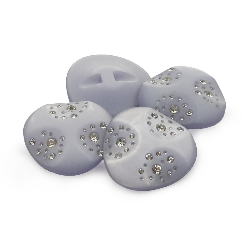 Пуговицы на ножке пальтовые со стразом (пластик) 676415 (серебро), 4 шт