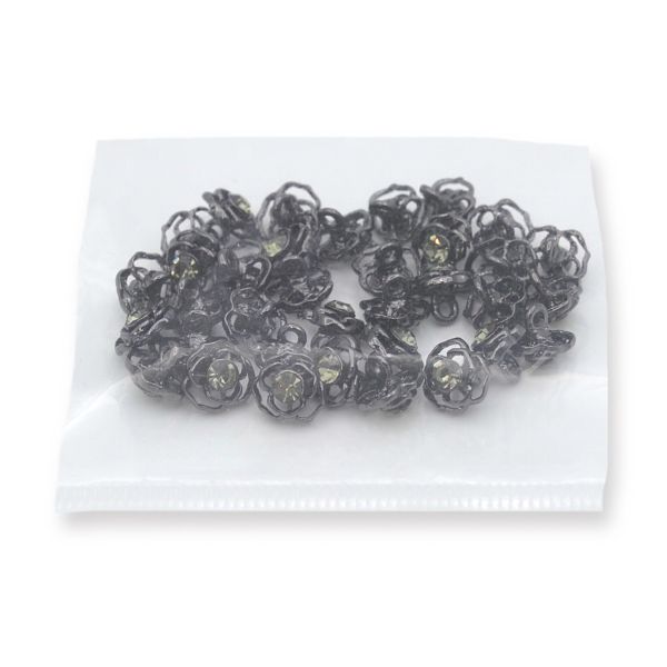 Пуговицы на ножке 16L (10мм) со стразом, металл (Pewter олово (черный никель)), 36 шт, ME 625