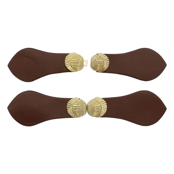 Фурнитура застежка для кардигана кожаная №6 коричневая 21,5 (золото), 2 шт