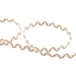 Тесьма отделочная зигзаг 9 мм, / 20 метров, белый/под золото, Blitz