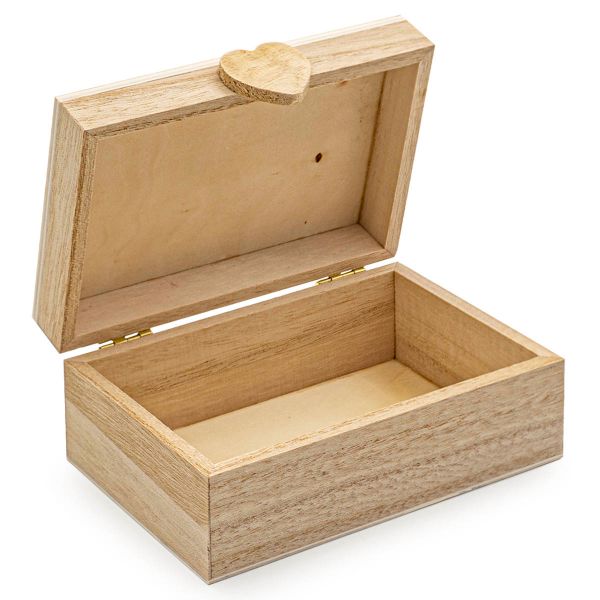 Заготовка для декорирования Шкатулка деревянная с сердечком, павловния/фанера из тополя, 12х8х5см