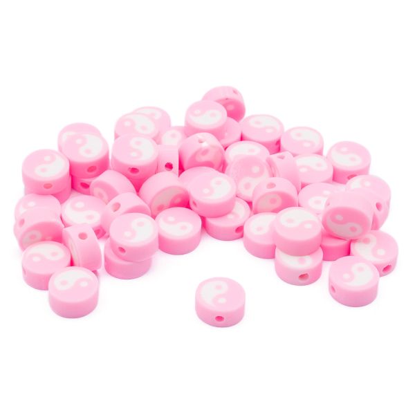 Бусины полимерная глина набор Розовый Инь и Ян, 50 шт/упак, Astra&Craft, ZZ1349