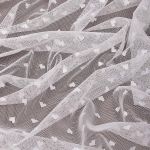 Сетка бельевая эластичная 55 г/м², шир.150 см / 1 метр, Сердечки, цв.01 белый /OLG015.01/1/