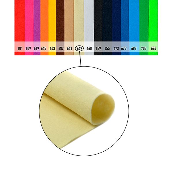 Фетр рулонный мягкий 1.0 мм, 100 см, рул. 1 метр, цв. 647 топ.молоко
