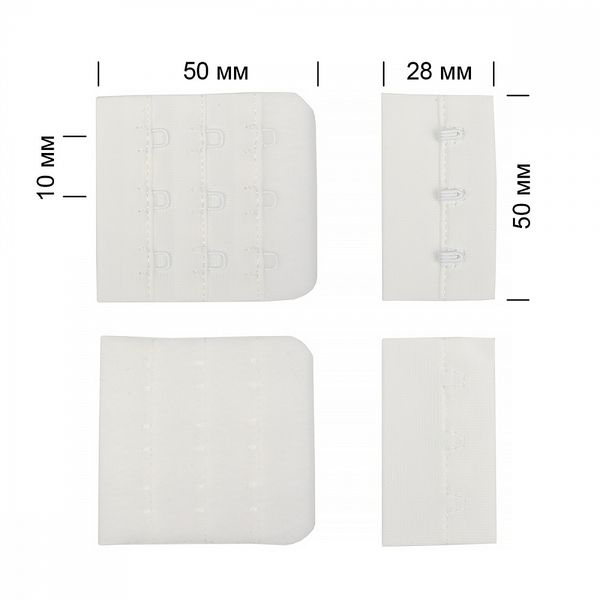Застежки для бюстгальтера текстильные 3х3, 50 мм, 100 шт, F102 сумрачно-белый