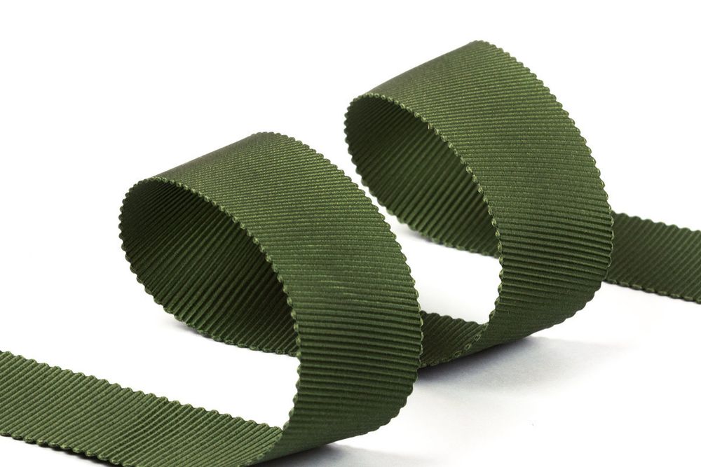 Лента репсовая (в рубчик) с зубчатым краем 25.0 мм, 25±1 метров, 570 хаки, Gamma PTGR-25
