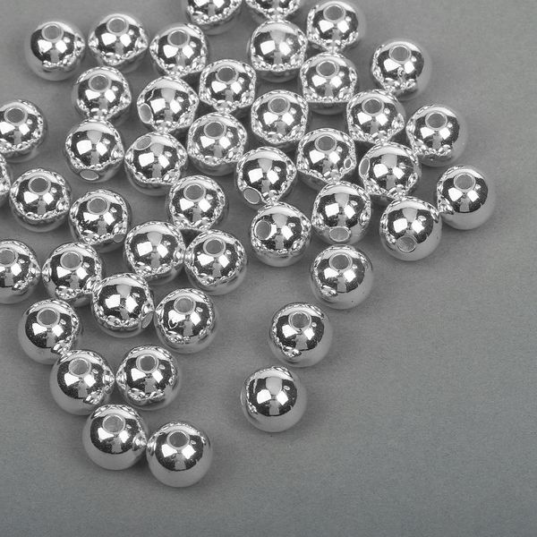 Бусины пластик ⌀10 мм, цв.серебро уп.50 г, Magic4Hobby