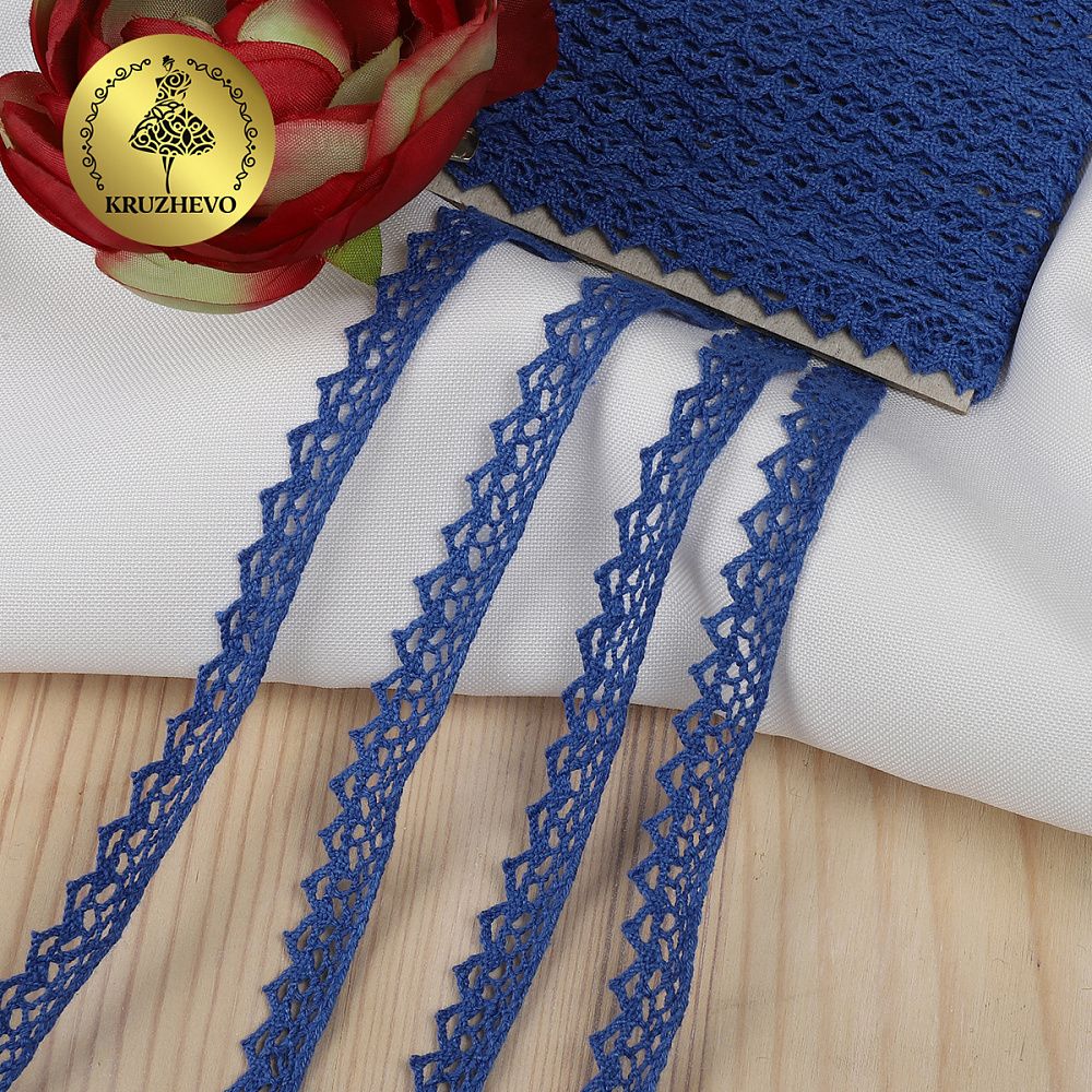 Кружево вязаное (тесьма) 10 мм / 10 метров, 5036.37 цв.37 синий, 10 м, Kruzhevo