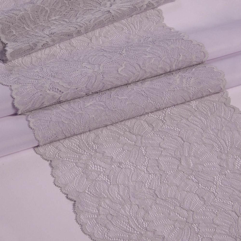 Кружево бельевое эластичное 240 мм / 13.72 м, цв. C154 св.серый