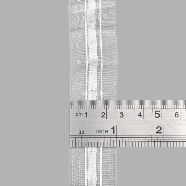 Лента (тесьма) шторная: сборка параллельная нефикс. 25 мм / 100 метров, органза