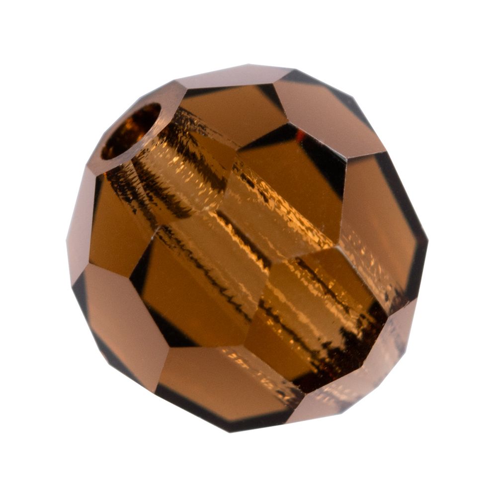 Бусины стекло ⌀6 мм, 12 шт, темно-коричневый/sm.topaz, Preciosa 451-19-602